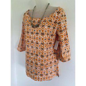 All for Color Orange Boat Neck Top T-Shirt‎ SZ S